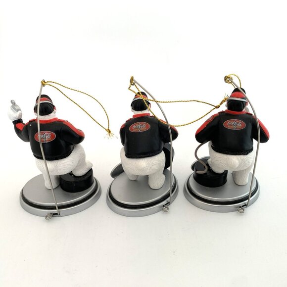 3 Coca-Cola NASCAR Polar Bear Pit Crew Xmas Ornaments Tire Wrench Boxes Vintage - Picture 10 of 10